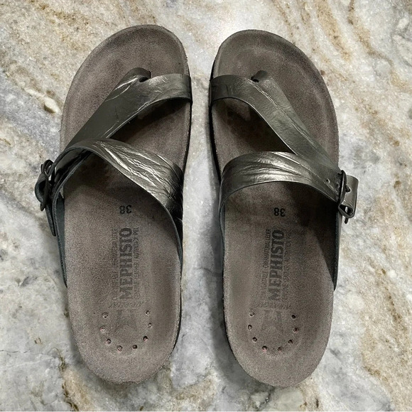 MEPHISTO Silver Helen Leather Comfort Sandals EU 38 - Picture 2 of 14
